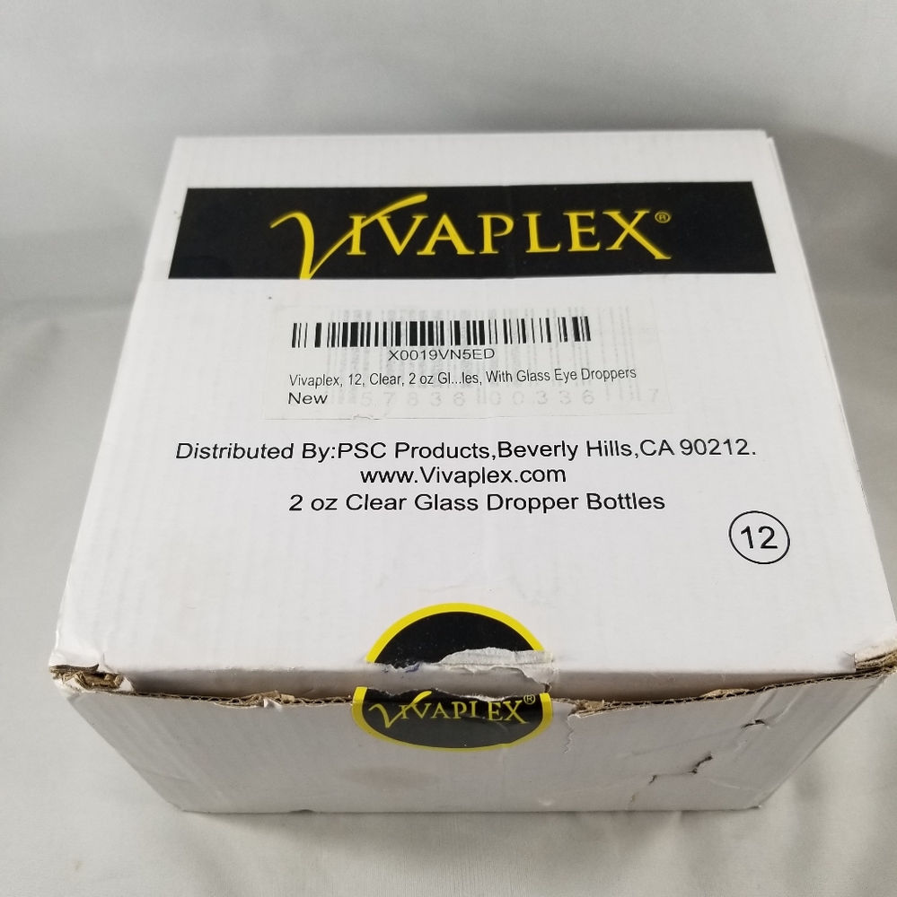Vivaplex 2 Ounce Clear Dropper Bottle Set of 12